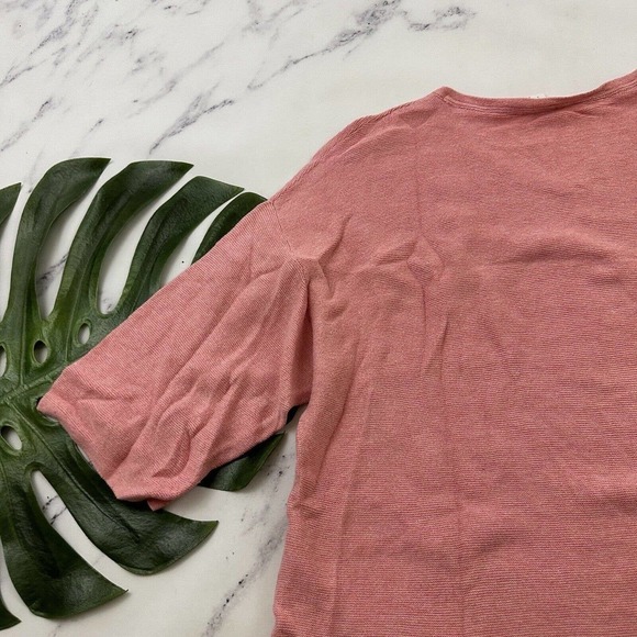 Pure J Jill Pink Oversize Pullover Sweater Sz S V-Neck Front Pocket Silk Cotton - Picture 11 of 12